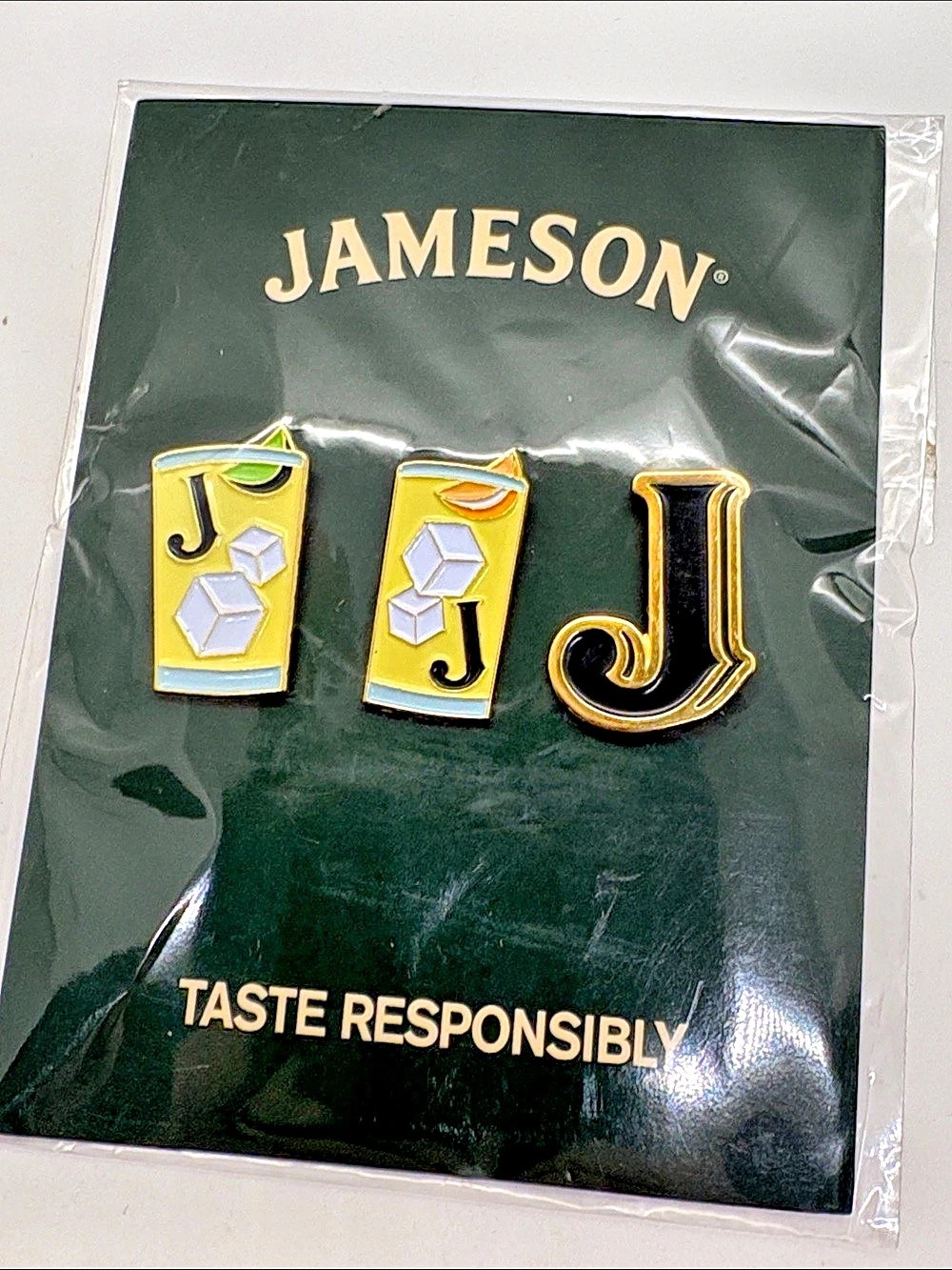 Initial letter J - Jameson Lapel Pin Set of 3 Green & Yellow